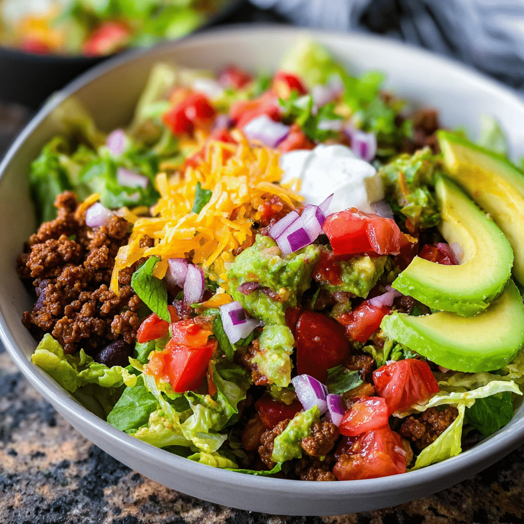 Healthy & High Protein Keto Taco Salad – No Tortilla, All the Flavor!