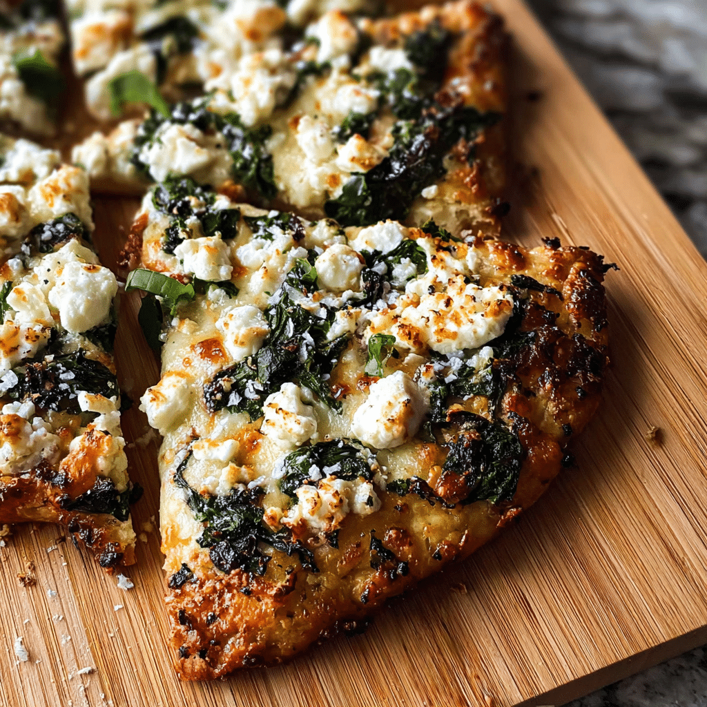 Crispy Feta & Spinach Crust Pizza | Flourless Keto & High Protein