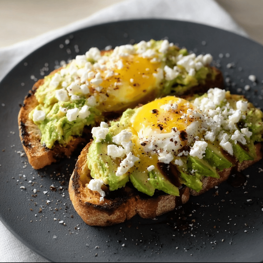Low Carb Avocado Toast with Egg and Feta