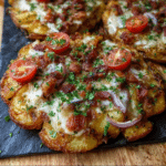 Guilt-Free High Protein Crispy Smashed Potato Pizza (Vegetarian Recipe)