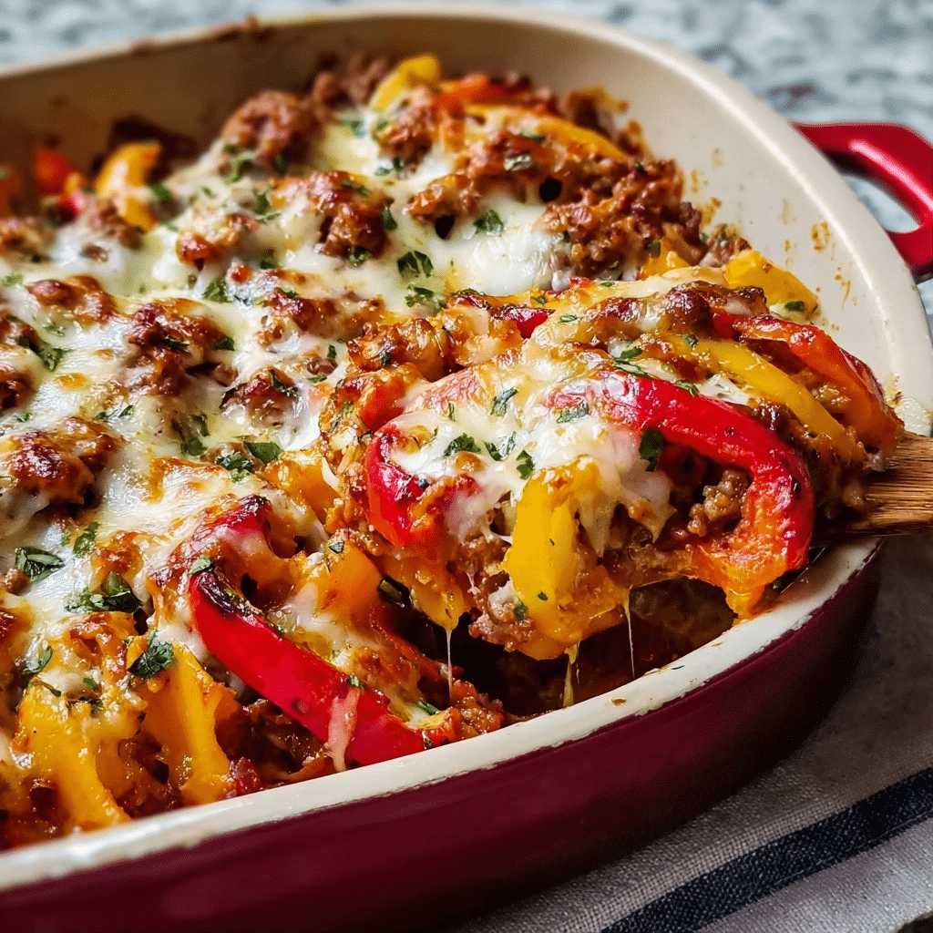 Cheesy Keto Stuffed Pepper Casserole - 30 Minute Meal