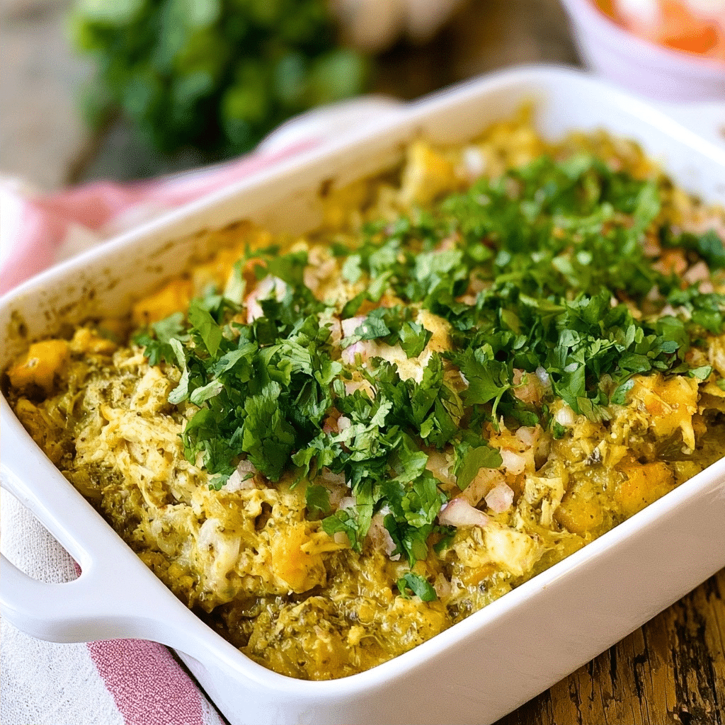Healthy Shredded Chicken Verde Casserole (Paleo & Whole30)